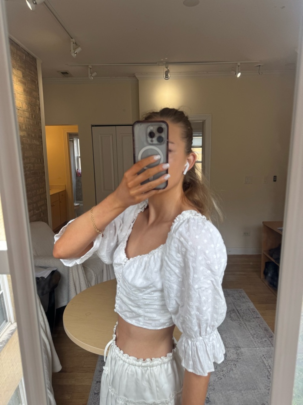 White Puff Sleeve Crop Top - Classic Feminine Style